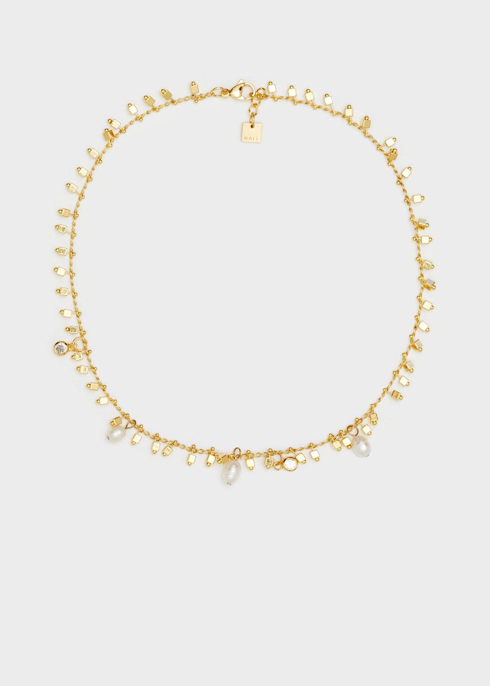 Nalí GOLD NECKLACE W/ ZIRCONS AND PEARLS Offerta settimanale