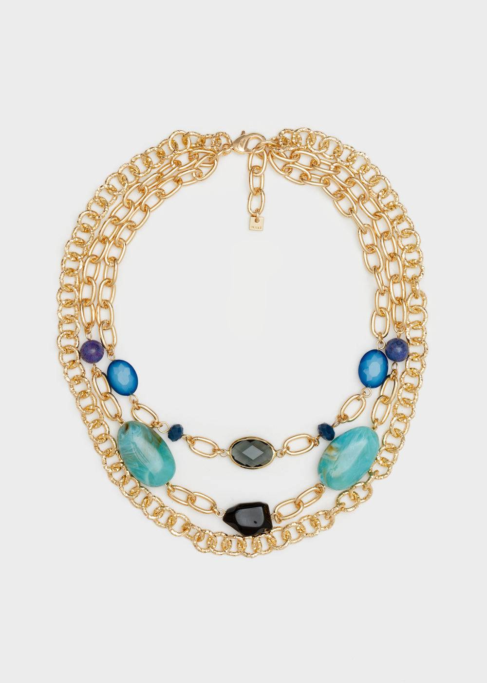 Nalí CHAIN NECKLACE MULTI W/ GREEN+BLUE STONES Ultimi due giorni