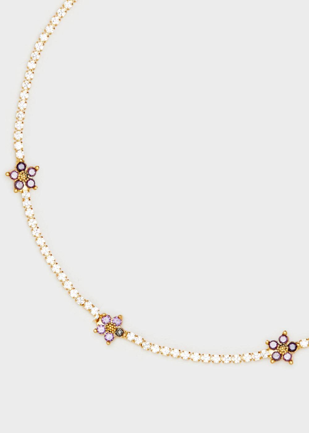 Nalí NECKLACE W/ LILAC ZIRCON FLOWERS Fino al 50% di sconto
