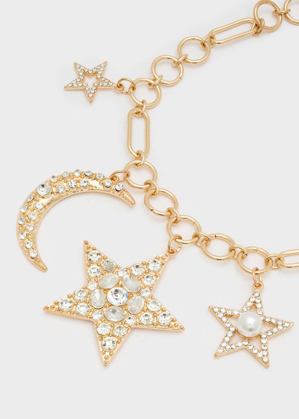 Nalí CHAIN NECKLACE W/ STAR AND MOON IN GOLD Only for today