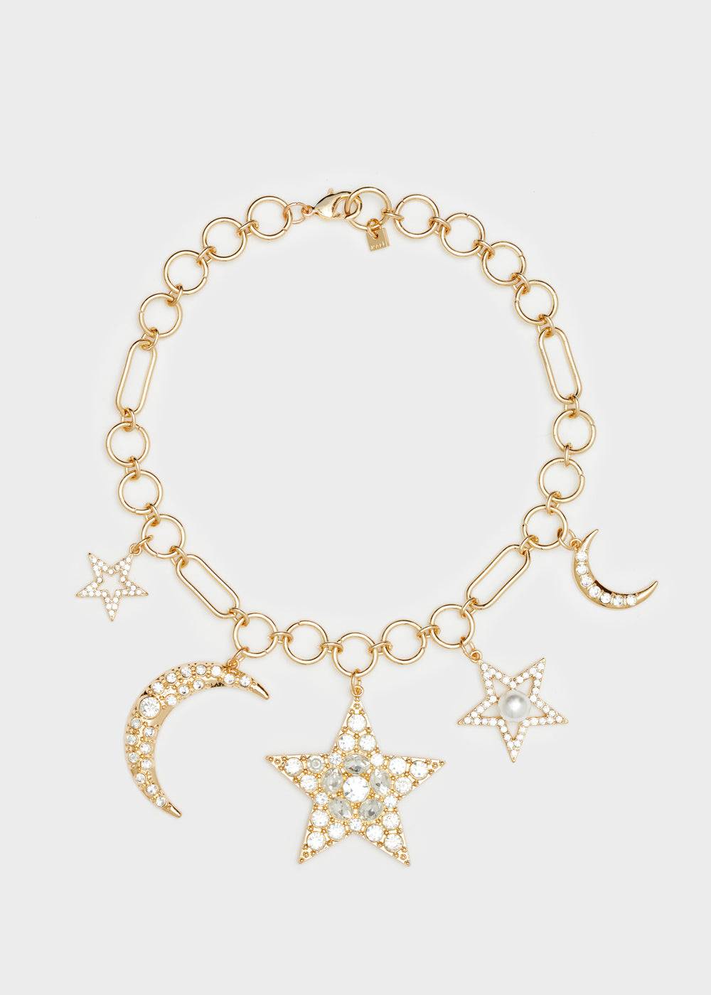 Nalí CHAIN NECKLACE W/ STAR AND MOON IN GOLD Only for today