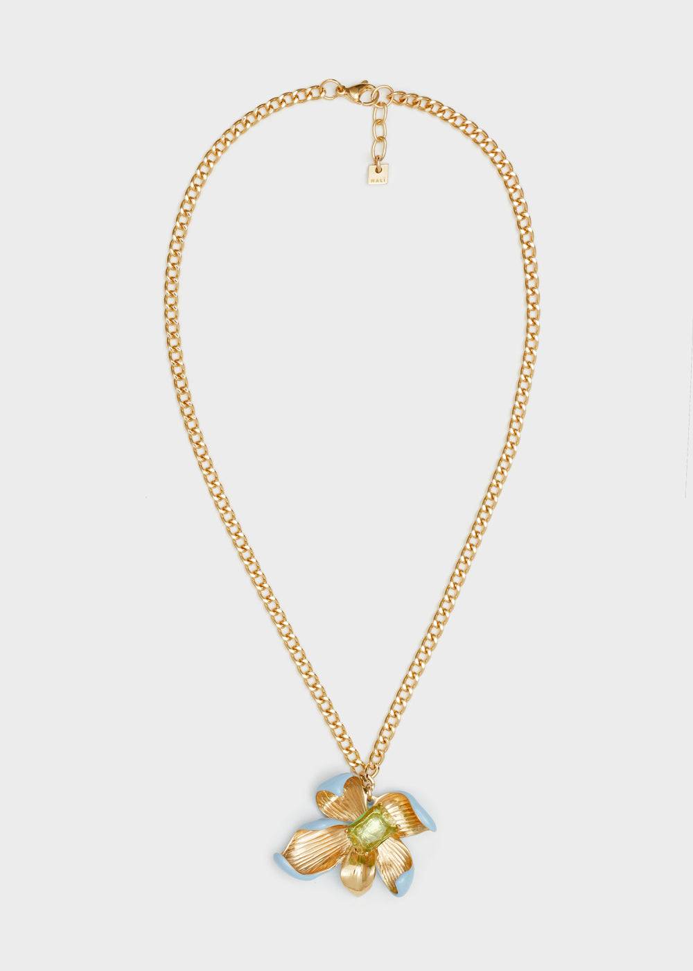Nalí CHAIN NECKLACE W/ L.BLUE ENAMEL FLOWER Fino al 55% di sconto