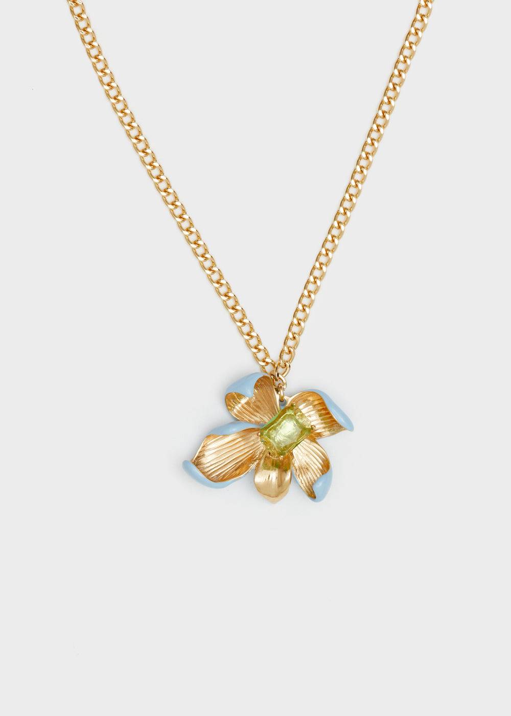 Nalí CHAIN NECKLACE W/ L.BLUE ENAMEL FLOWER Fino al 55% di sconto