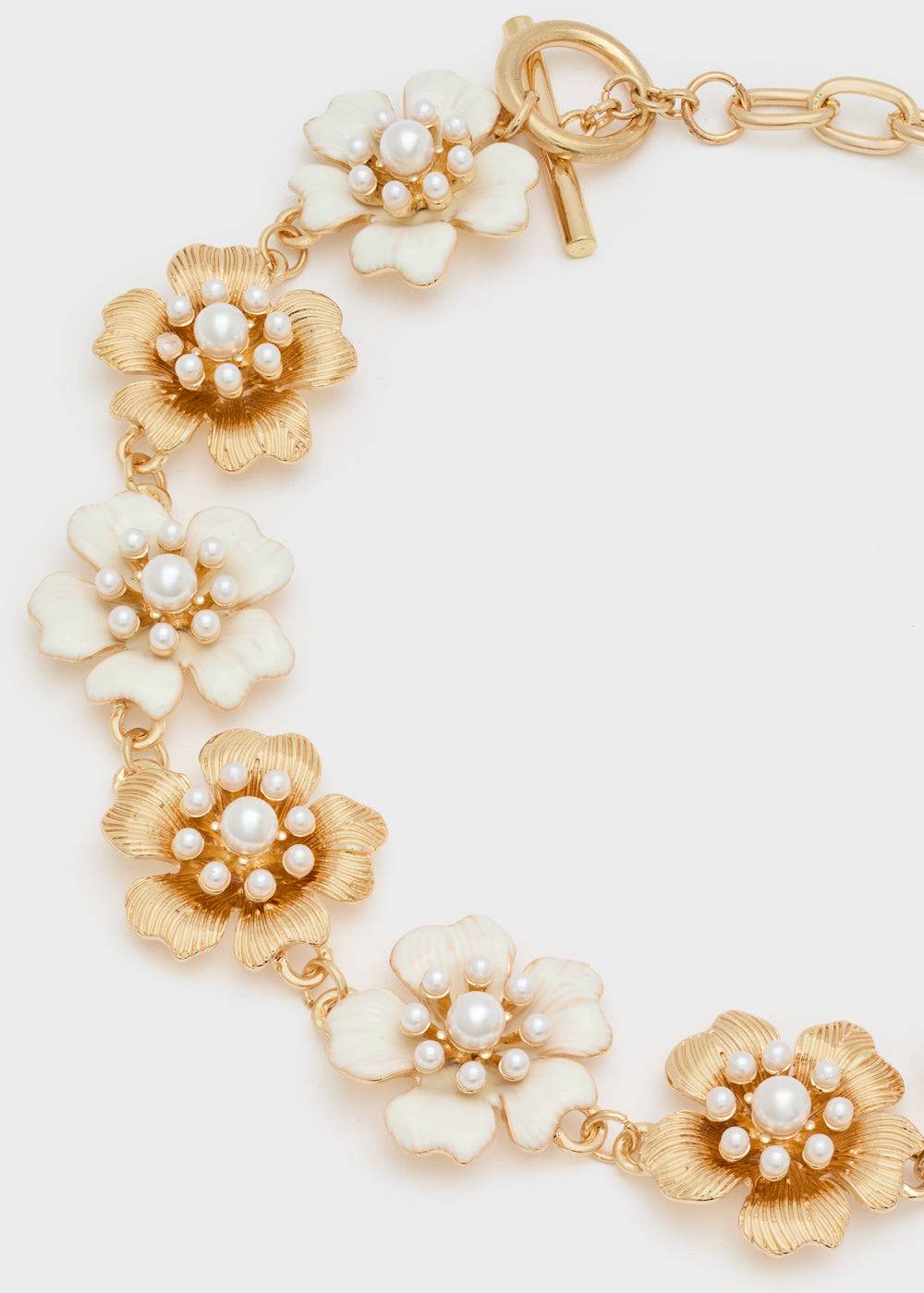 Nalí NECKLACE W/ ENAMEL FLOWERS AND PEARLS Trasporto libero internazionale