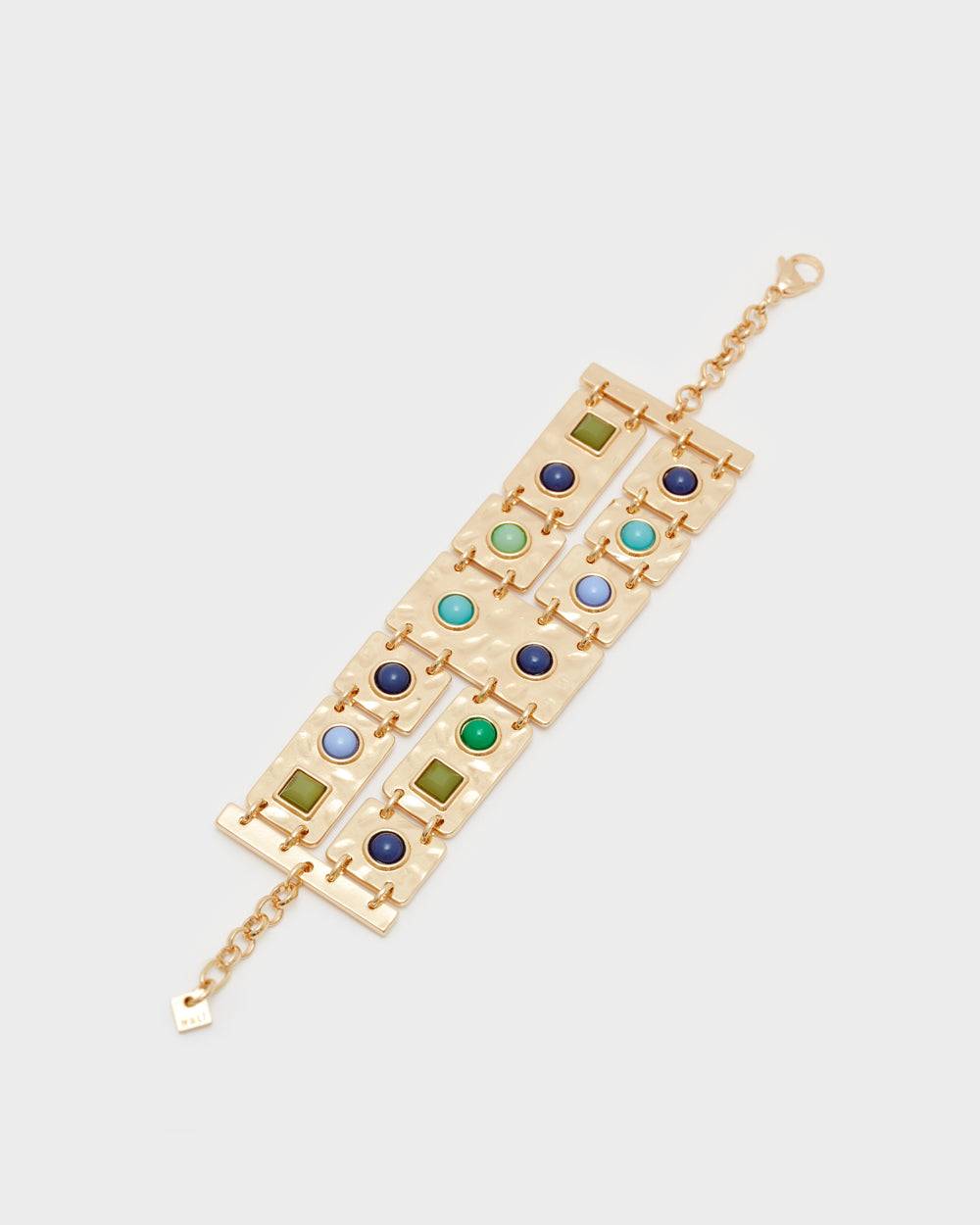Nalí BANGLE BRACELET W/ GREEN AND BLUE STONES 50% di sconto per tempo limitato