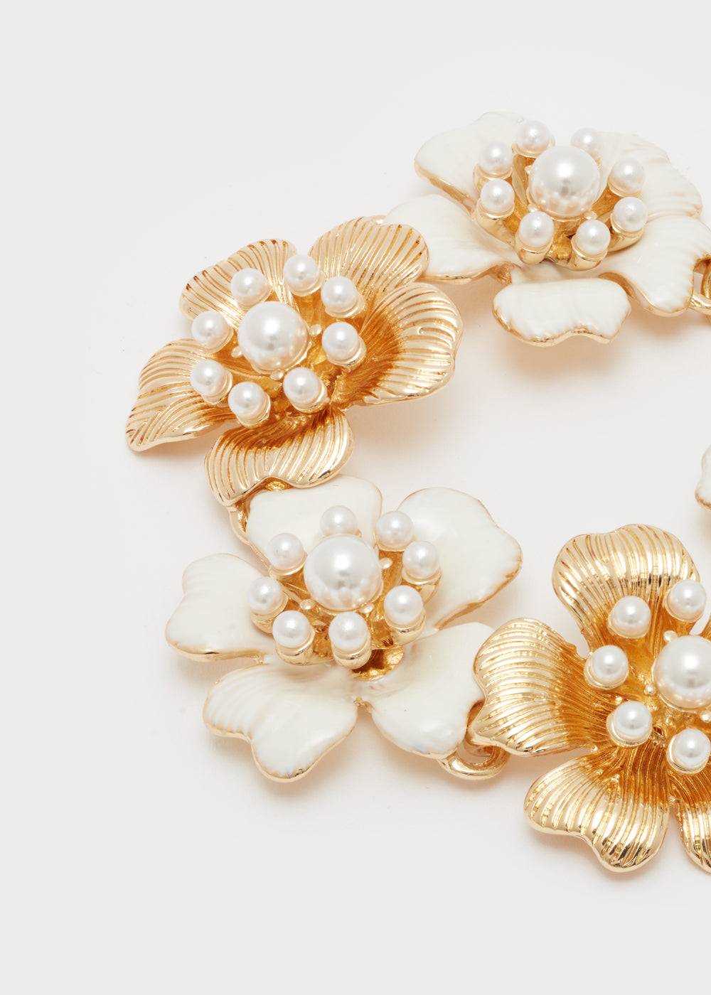 Nalí ENAMEL FLOWER BRACELET IN GOLD W/ PEARLS Italia