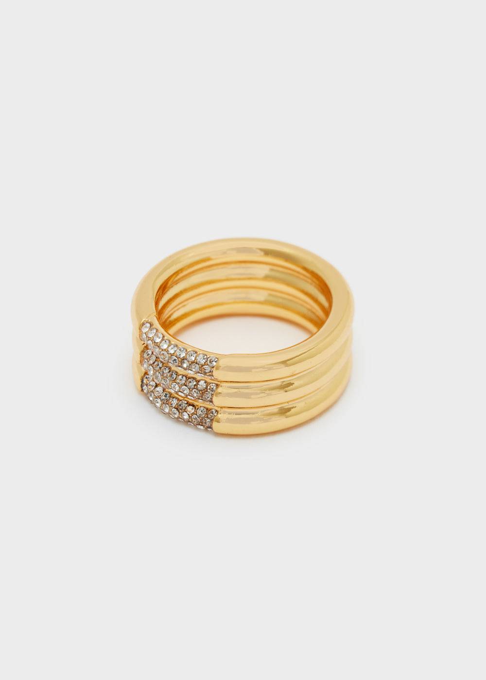 Nalí BAND RING MULTILAYERED W/ CLEAR ZIRCONS Qualità