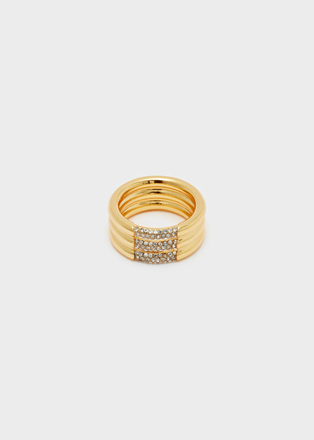 Nalí BAND RING MULTILAYERED W/ CLEAR ZIRCONS Qualità