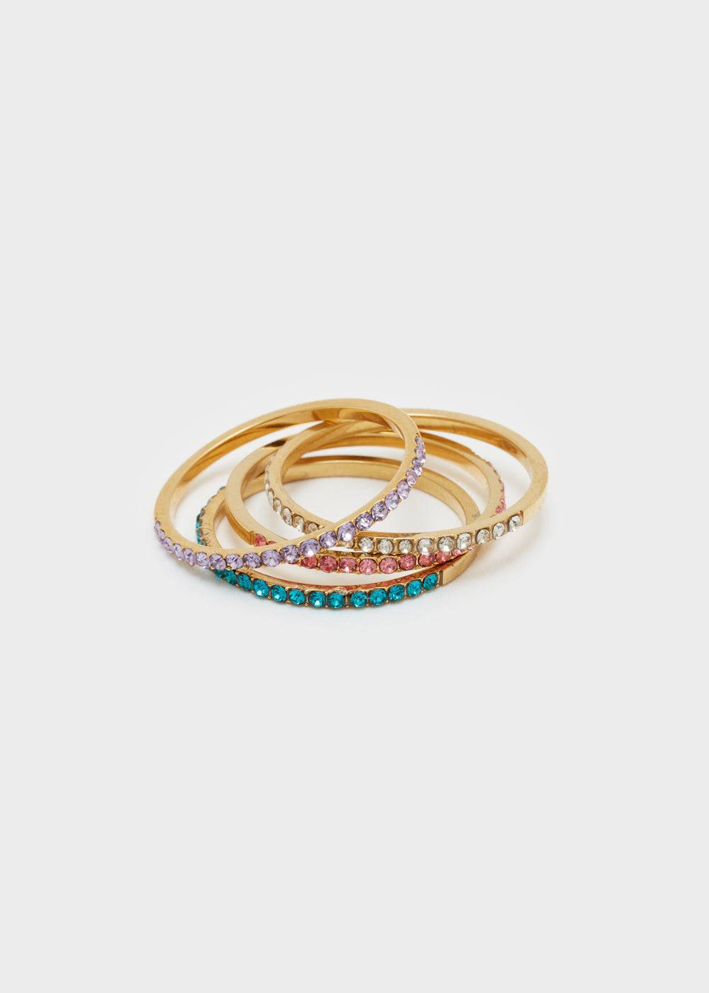 Nalí THIN RING SET W/ MULTICOLOR STONES Vendita