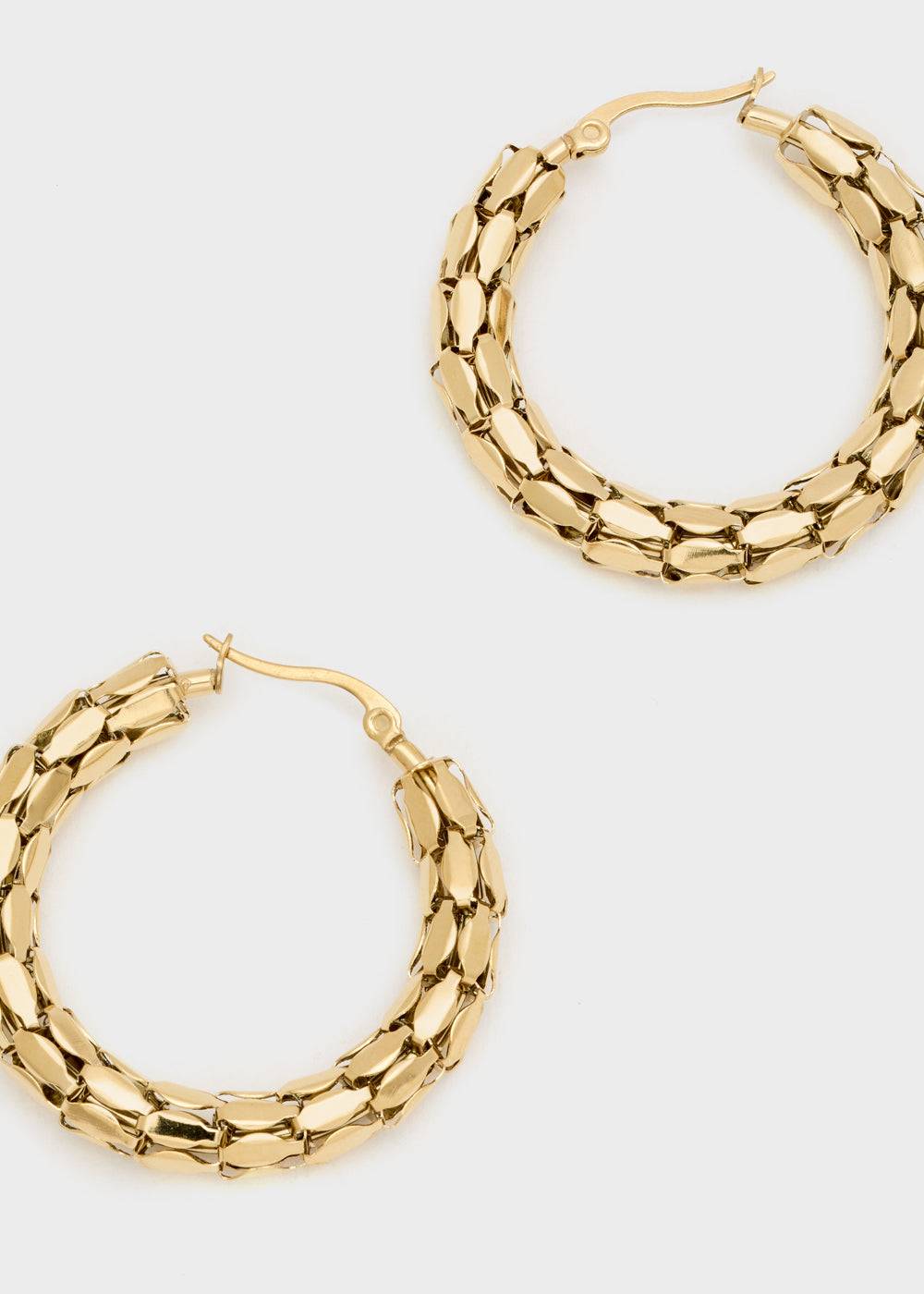 Nalí 14KT GOLD PLA. S.STEEL WROUGHT HOOP EARRINGS Consegna Veloce