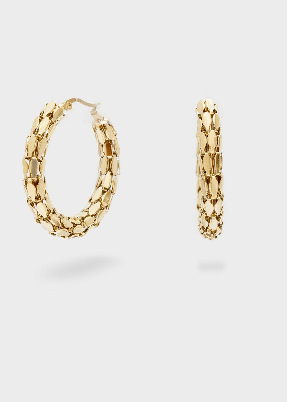 Nalí 14KT GOLD PLA. S.STEEL WROUGHT HOOP EARRINGS Consegna Veloce