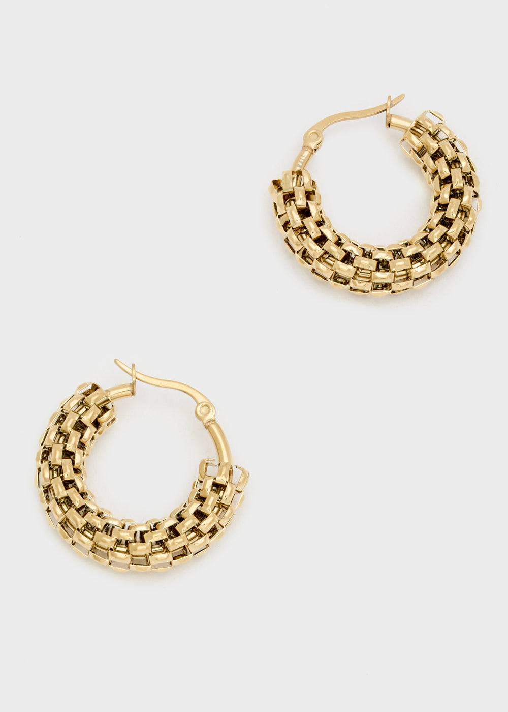 Nalí 14KT GOLD PLA. S.STEEL REFINED HOOP EARRINGS Promozione Limitata