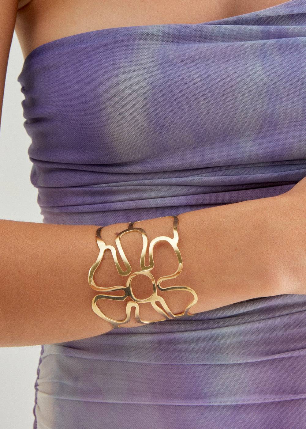 Nalí 14KT GOLD PLA. S. STEEL FLOWER BRACELET Shopping Online