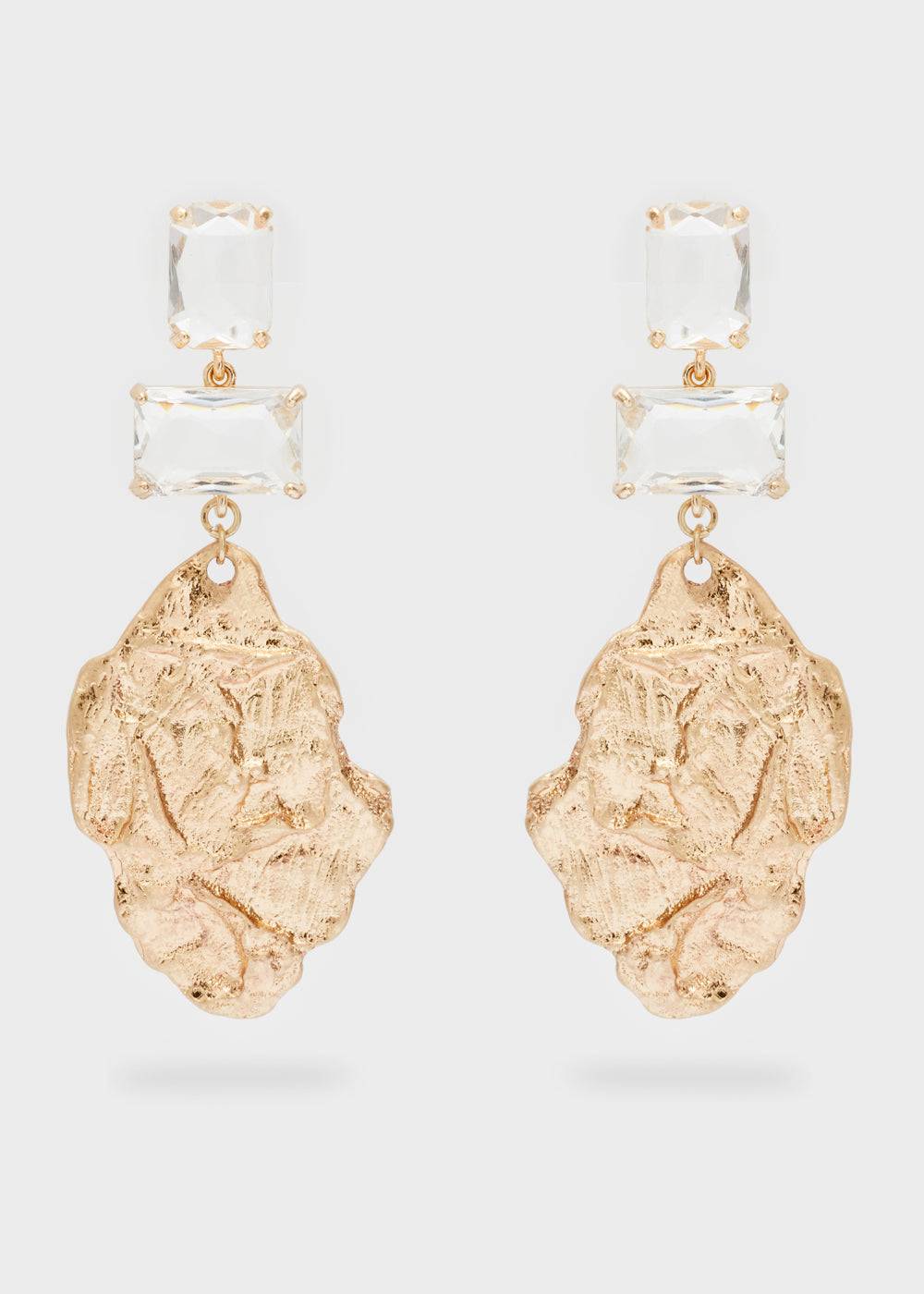 Nalí REFINED EARRINGS IN GOLD W/ CLEAR STONES Sottocosto