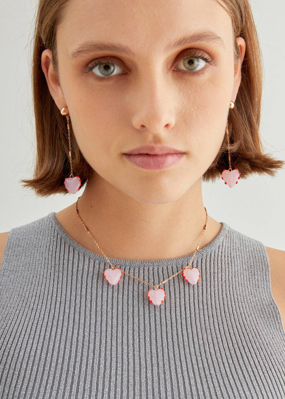 Nalí GOLD NECKLACE W/ PINK PENDANTS Novità