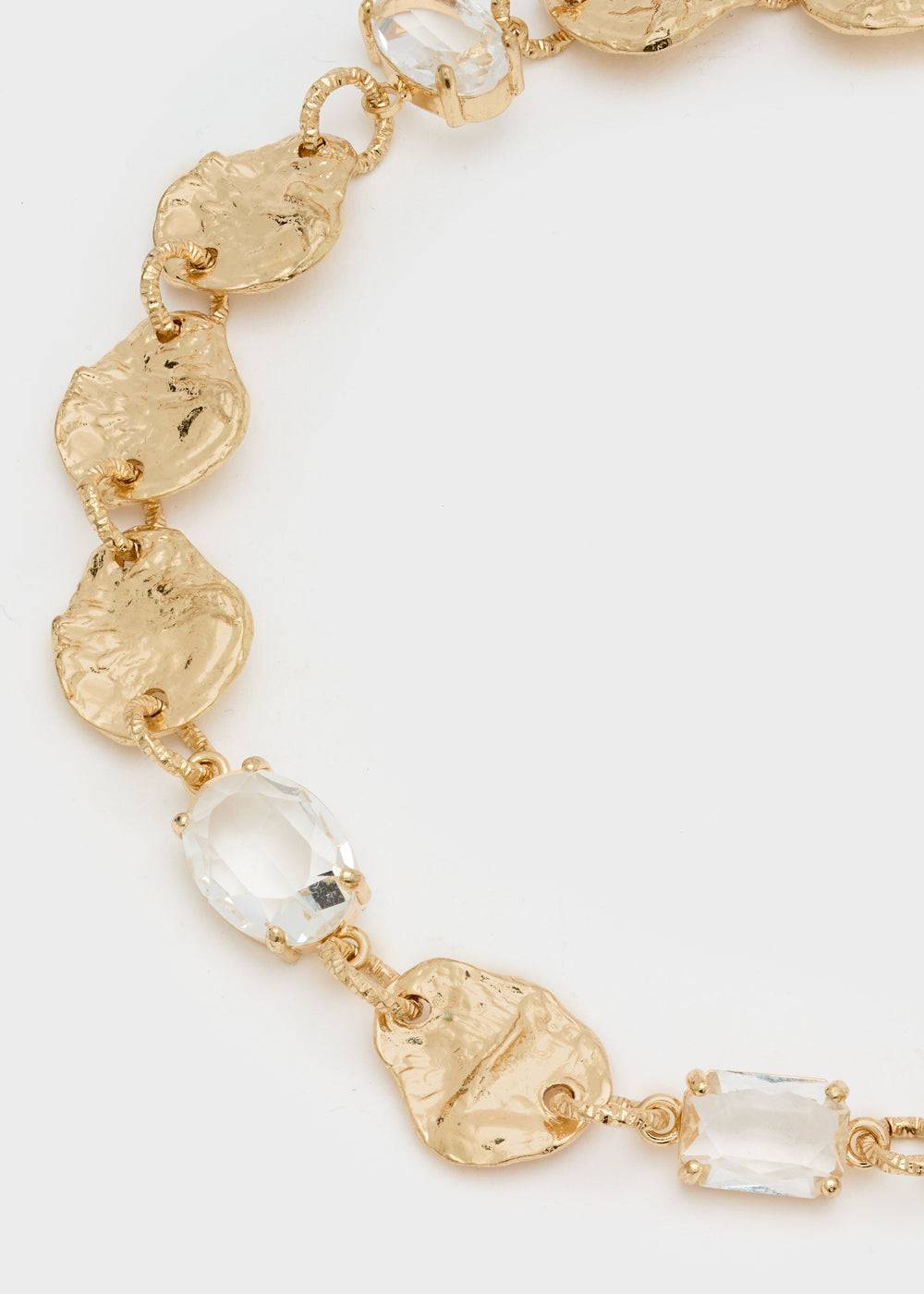 Nalí IRREGULAR NECKLACE IN GOLD W/ CLEAR STONES Presa