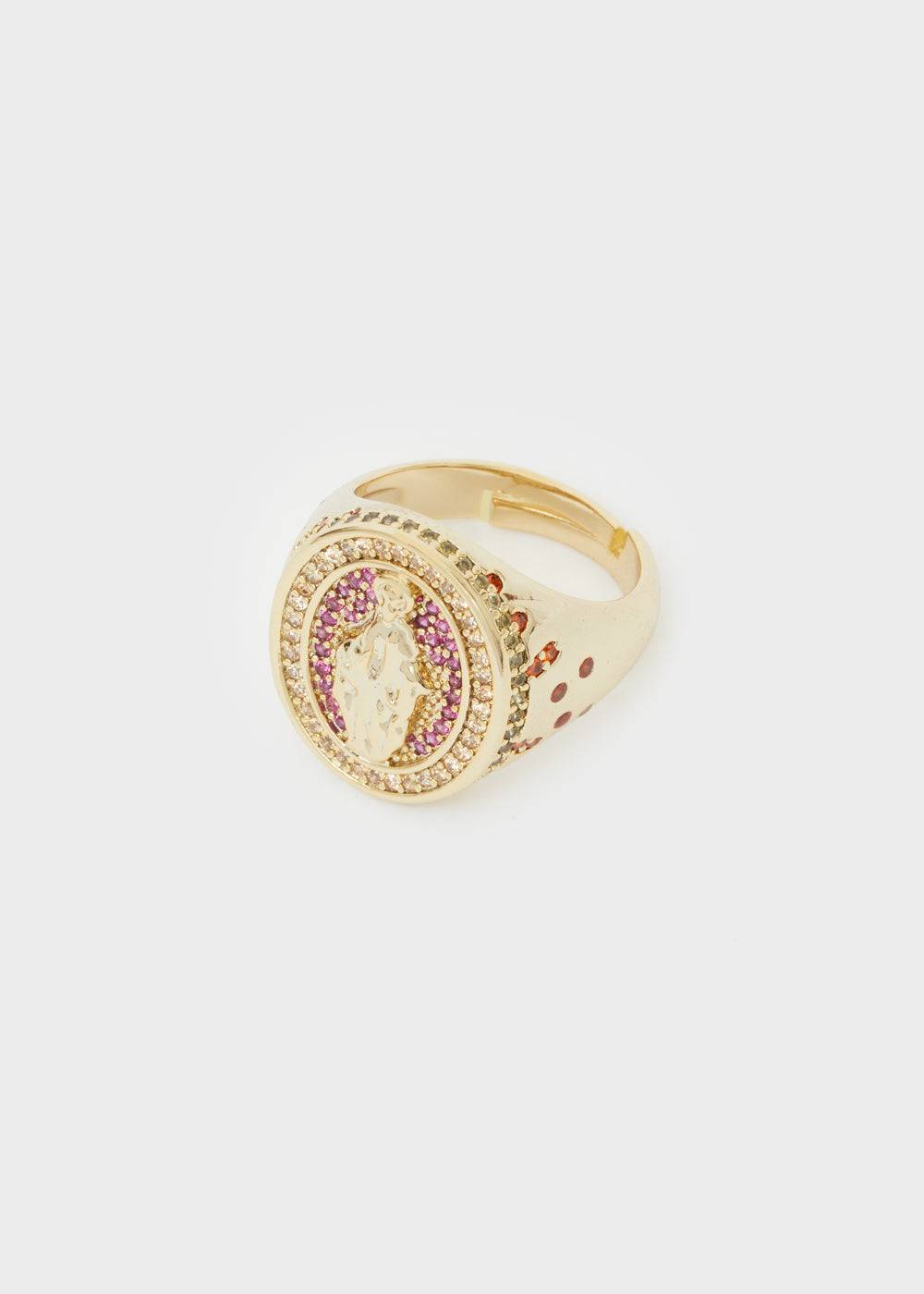 Nalí EFFIGY RING W/ FUSHIA STONES 14KT GOLD PLAT Hotsell
