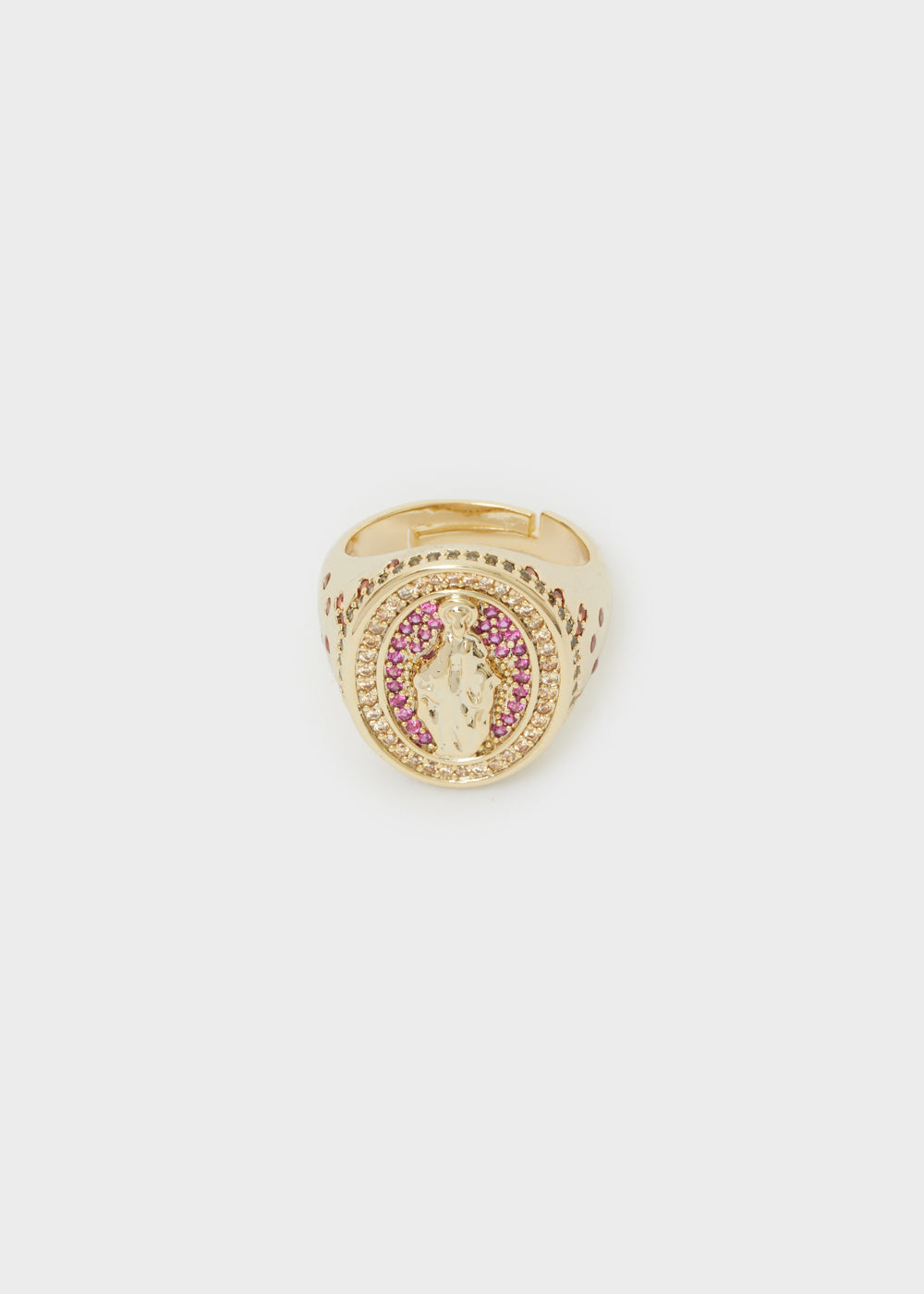 Nalí EFFIGY RING W/ FUSHIA STONES 14KT GOLD PLAT Hotsell