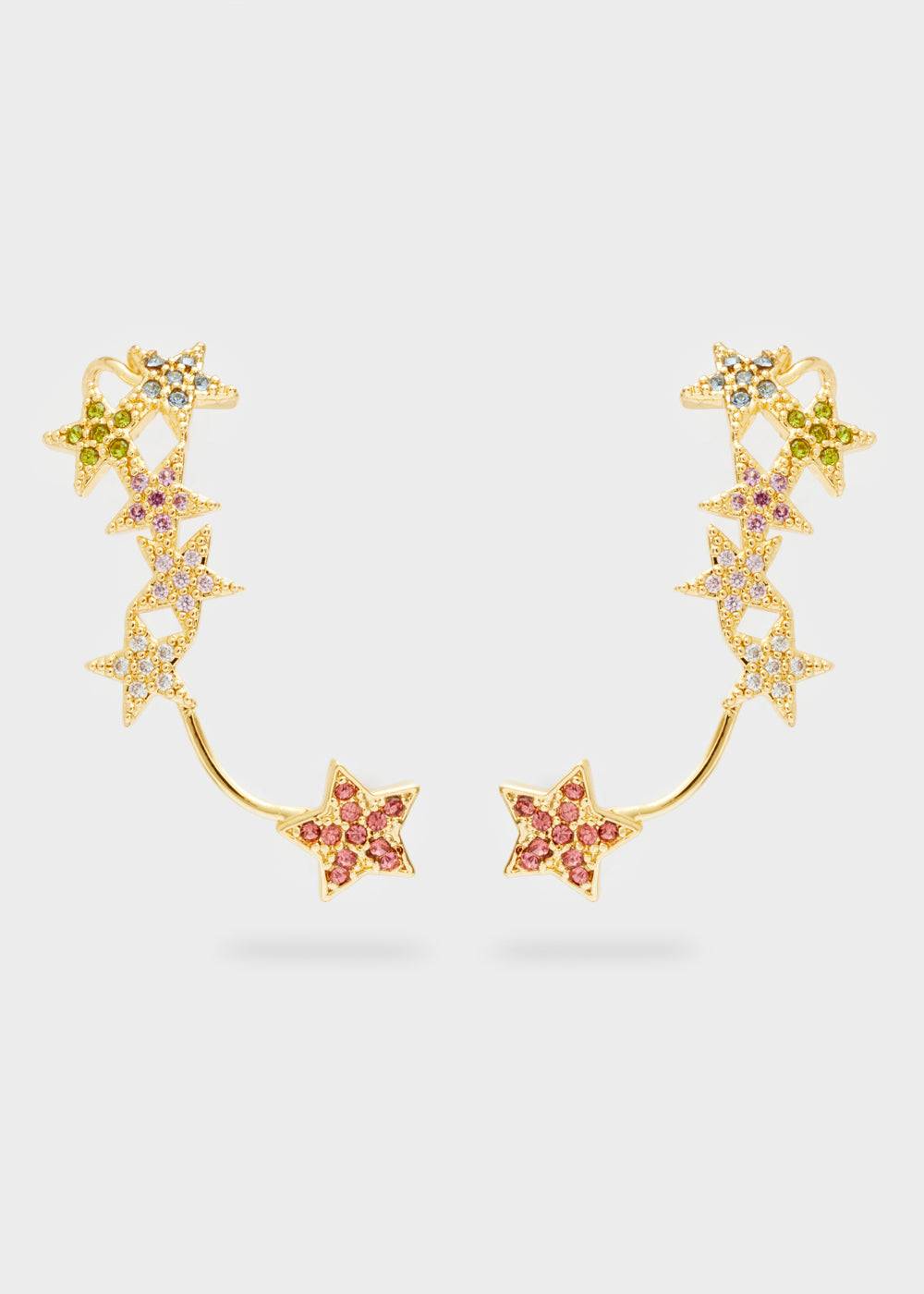 Nalí GOLD EARRINGS W/ STARS AND MULTI STONES Vendita Economica