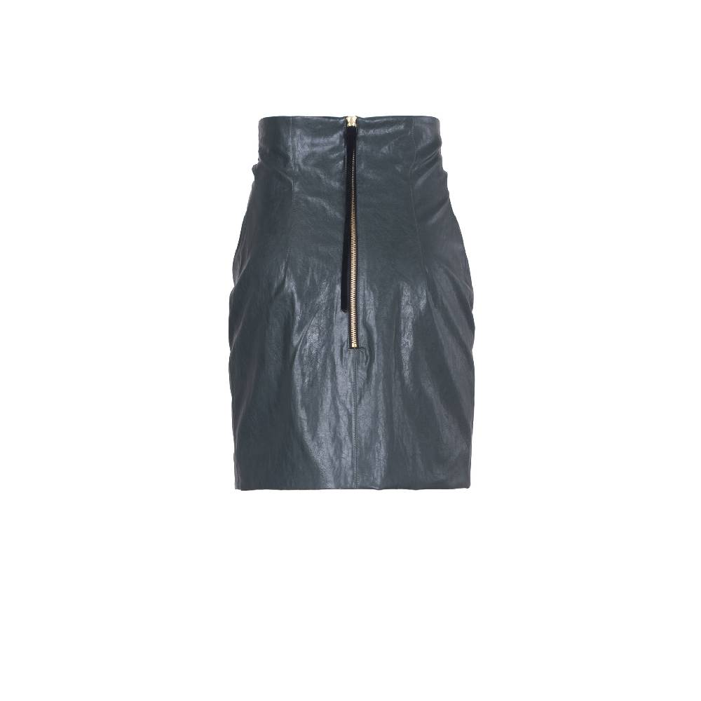 Nineminutes FW20.21 – THE RHO SKIRT LEATHER GREEN Italia