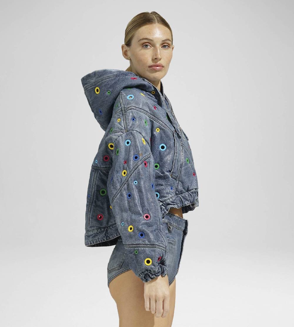 ﻿Khrisjoy KHRIS CROP DENIM EYELETS MULTICOLOR DENIM 2025