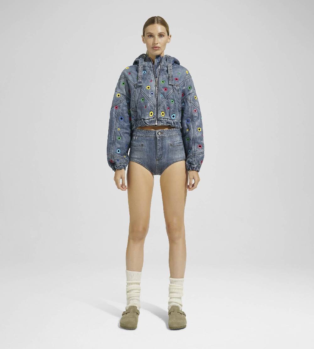 ﻿Khrisjoy KHRIS CROP DENIM EYELETS MULTICOLOR DENIM 2025