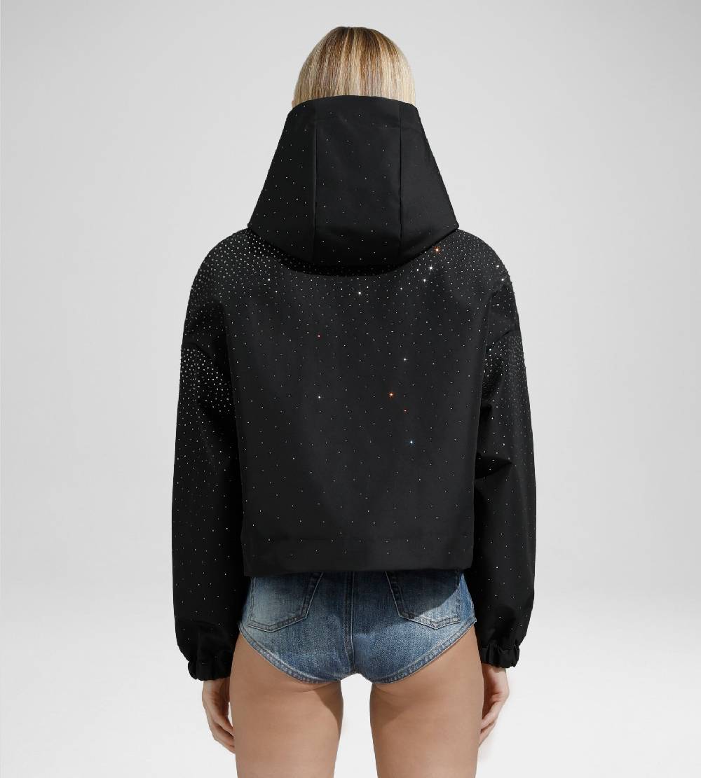 Khrisjoy KHRIS CROP WINDBREAKER STRASS BLACK Italy