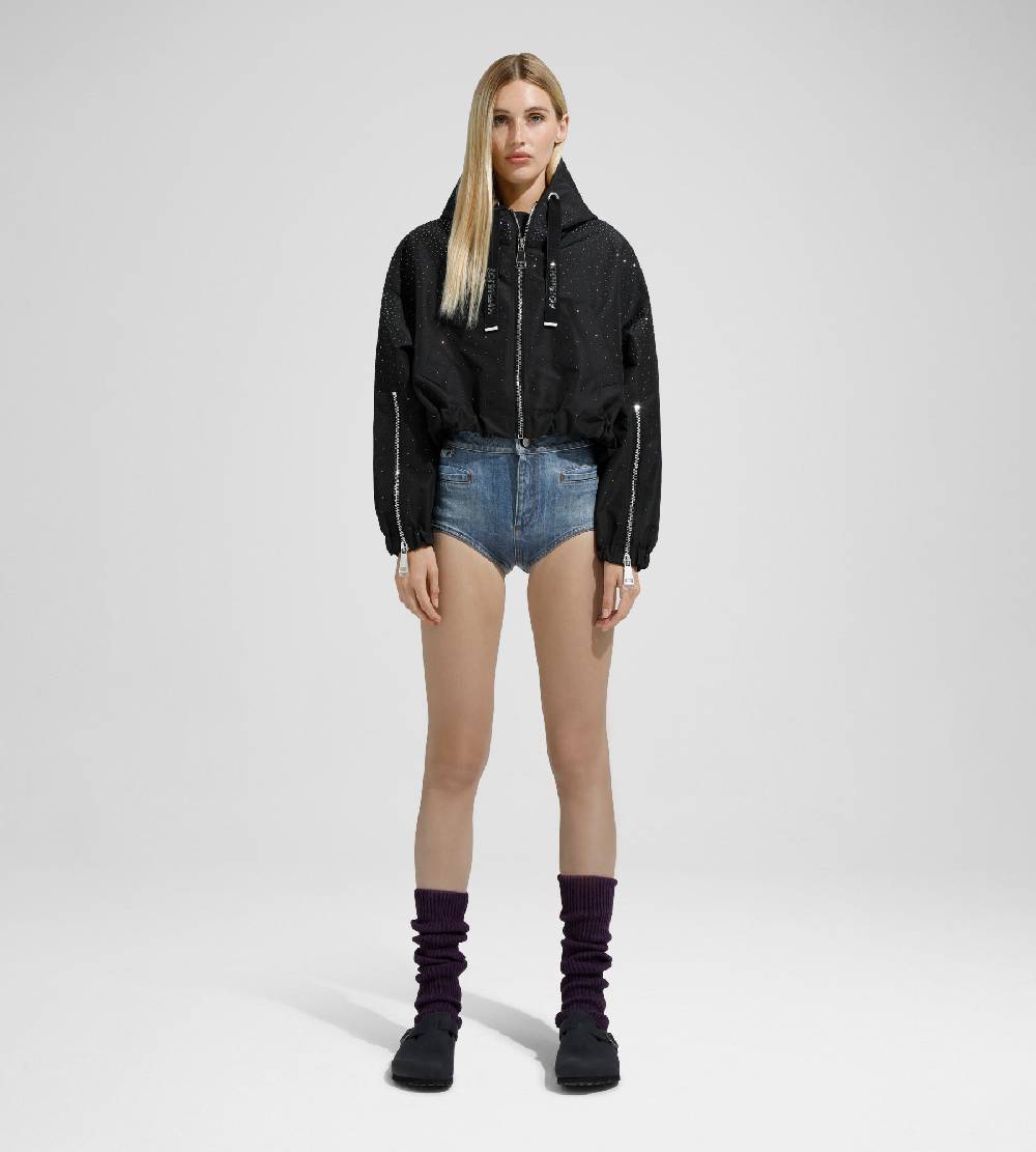Khrisjoy KHRIS CROP WINDBREAKER STRASS BLACK Italy