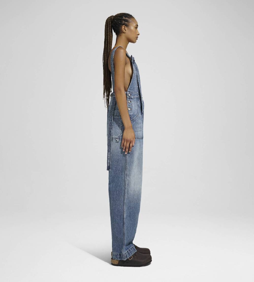 Khrisjoy SALOPETTE DENIM STRASS MEDIUM DENIM MULTICOLOR Promozione
