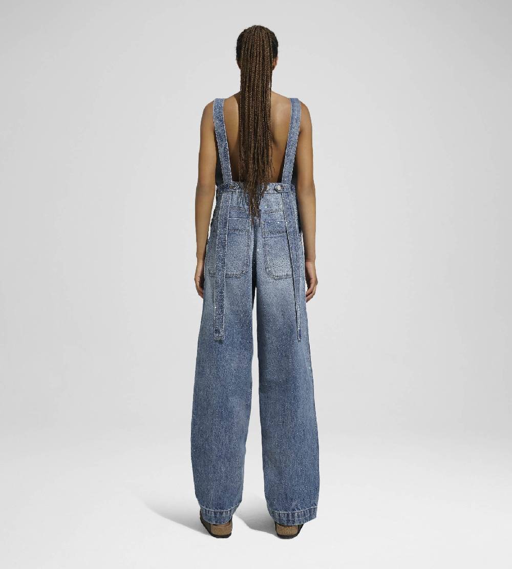 Khrisjoy SALOPETTE DENIM STRASS MEDIUM DENIM MULTICOLOR Promozione