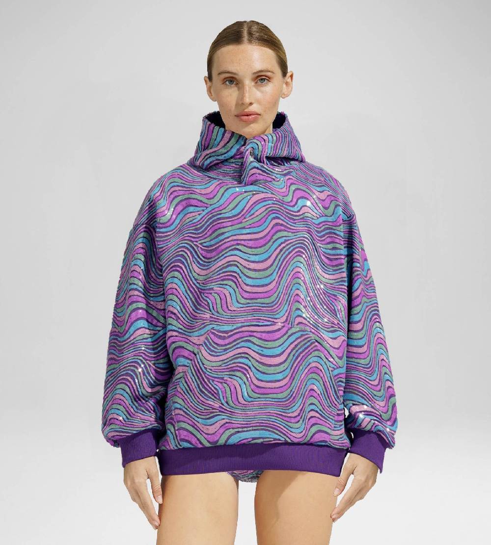 Khrisjoy WAVE PAILLETTES HOODIE MIX GRAPE Promozione Limitata