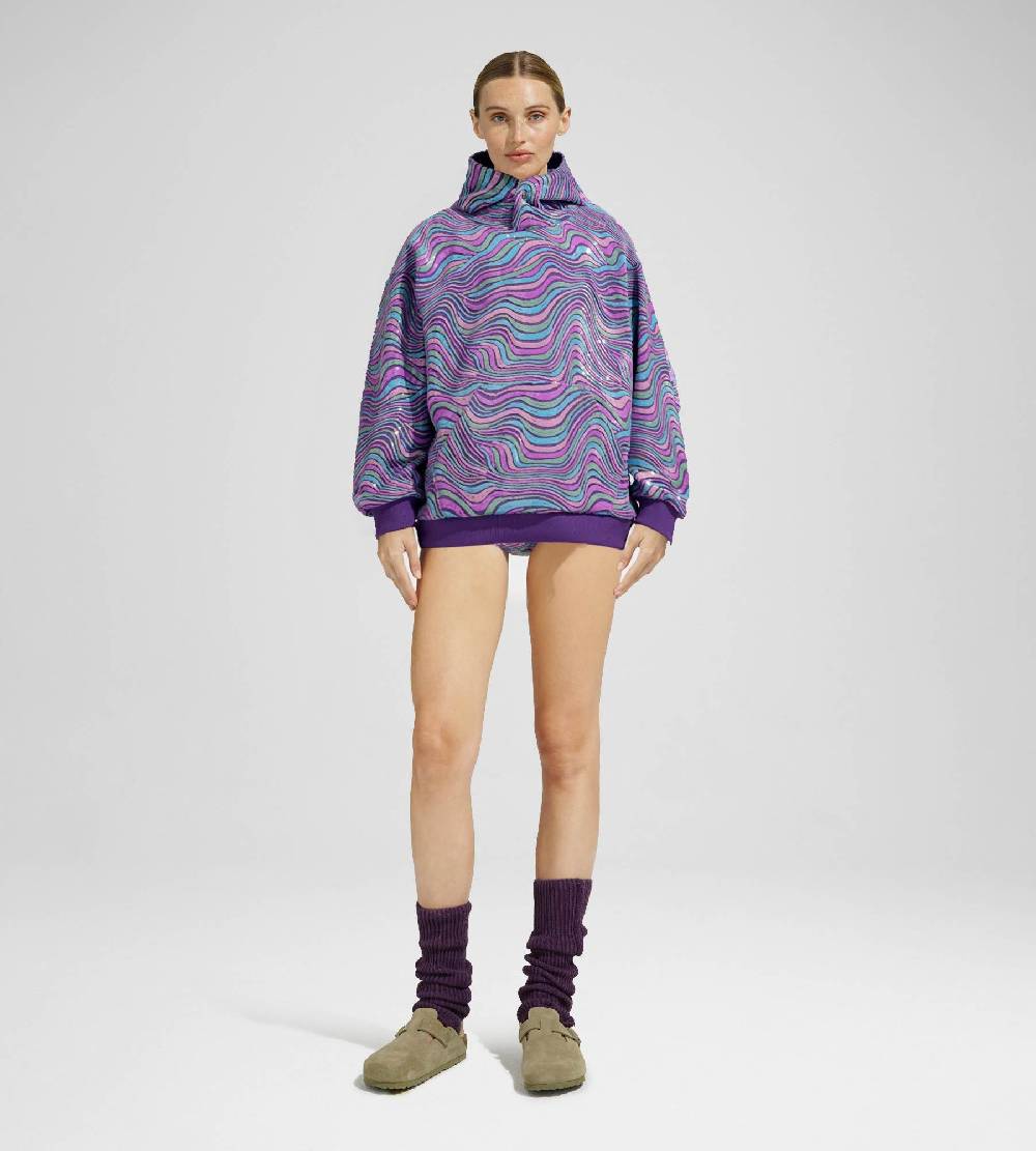 Khrisjoy WAVE PAILLETTES HOODIE MIX GRAPE Promozione Limitata