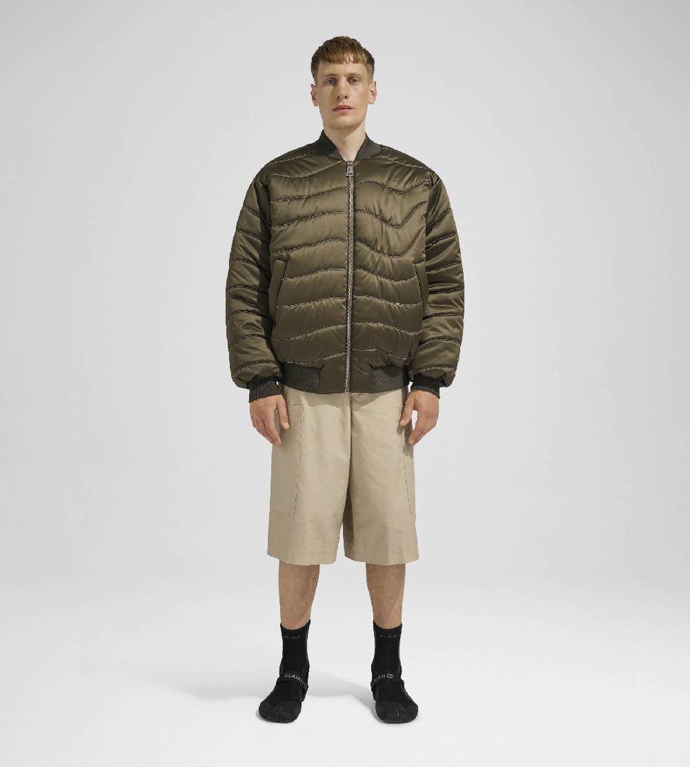 Khrisjoy BOMBER SATIN WAVE CHAINS OLIVE GREEN Italy
