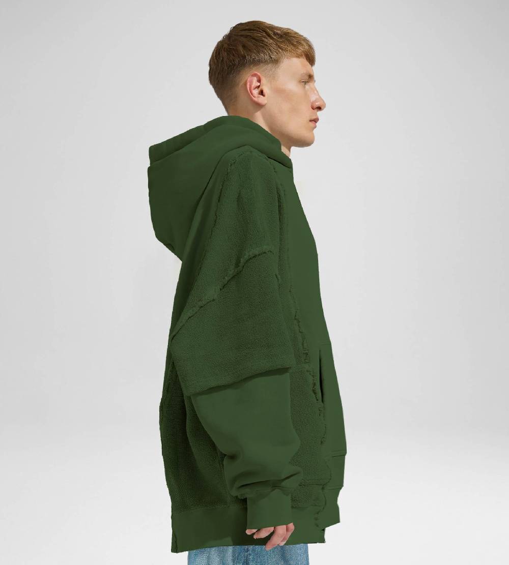 Khrisjoy HOODIE DOUBLE POCKETS OLIVE GREEN In Linea