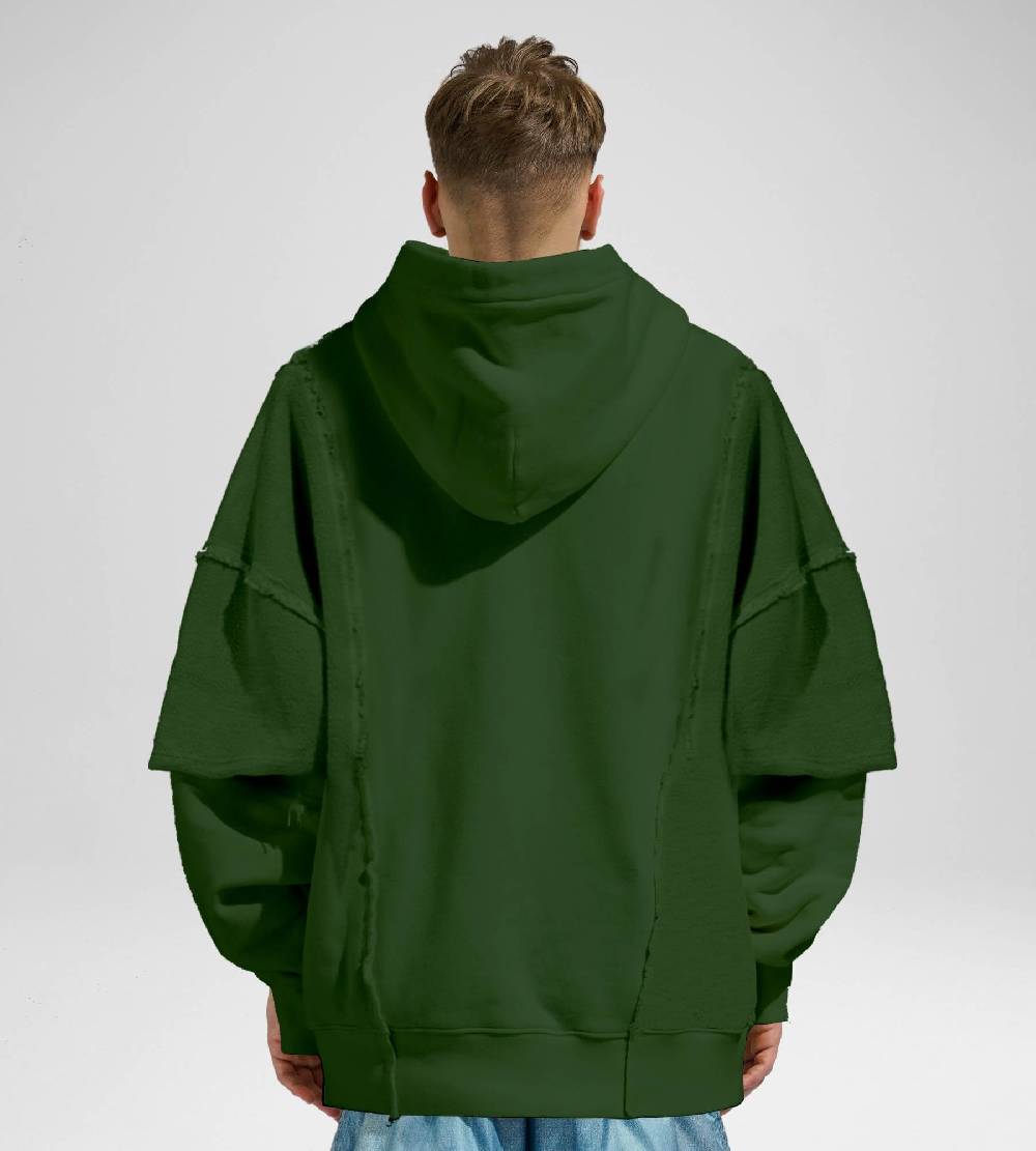 Khrisjoy HOODIE DOUBLE POCKETS OLIVE GREEN In Linea