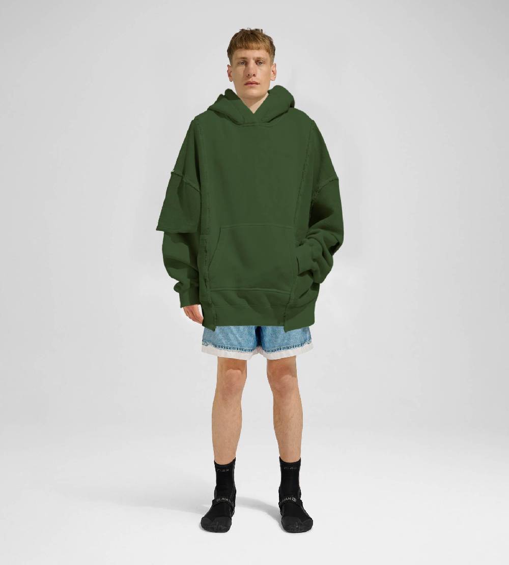 Khrisjoy HOODIE DOUBLE POCKETS OLIVE GREEN In Linea