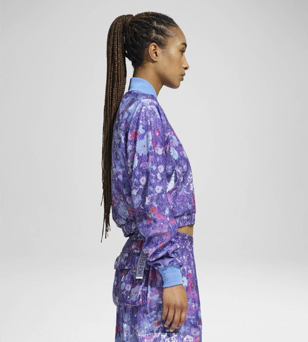 Khrisjoy TRACK JACKET PAILLETTES FLOWERS UPSIDE DOWN GRAPE Vendite Flash