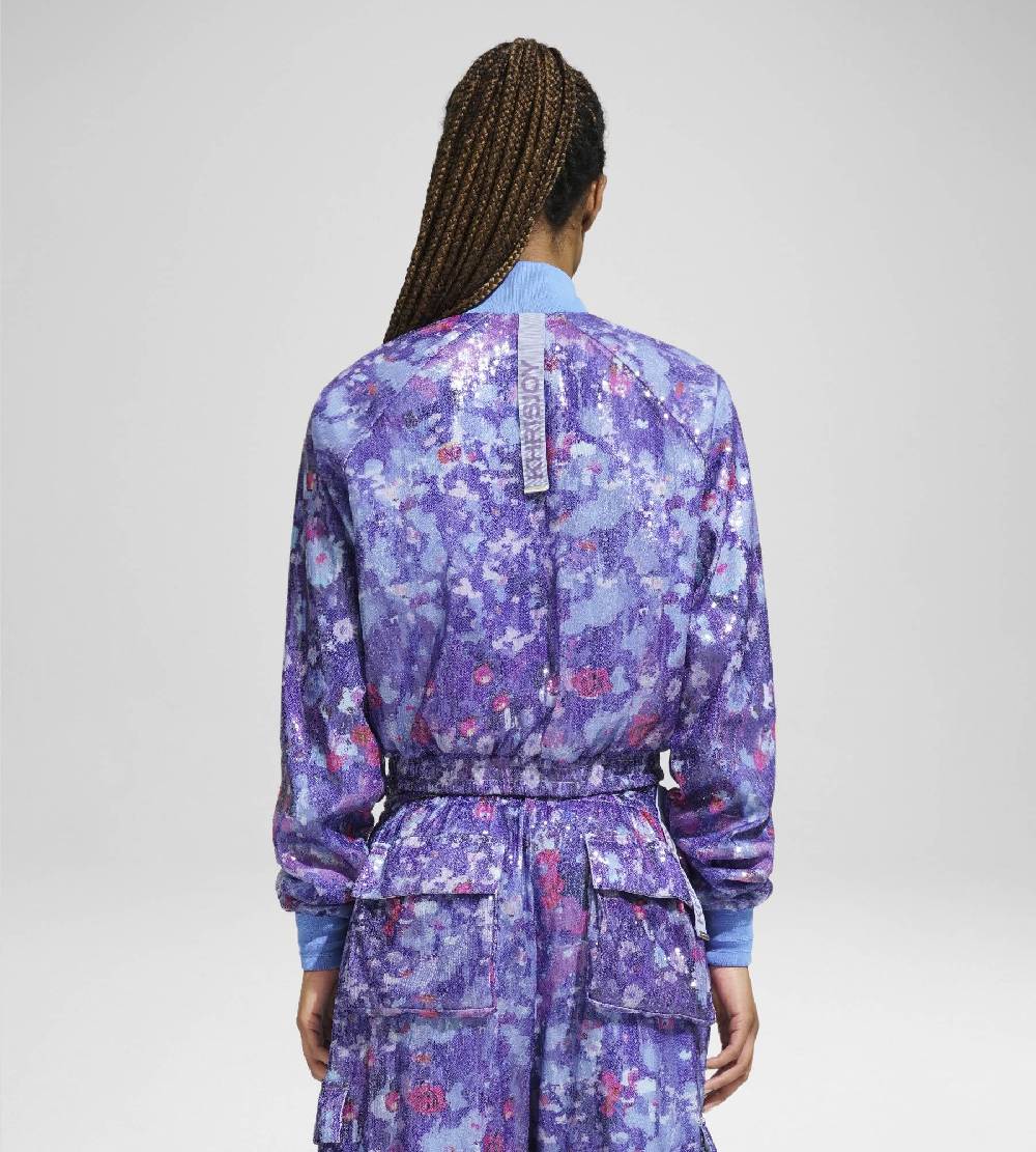 Khrisjoy TRACK JACKET PAILLETTES FLOWERS UPSIDE DOWN GRAPE Vendite Flash