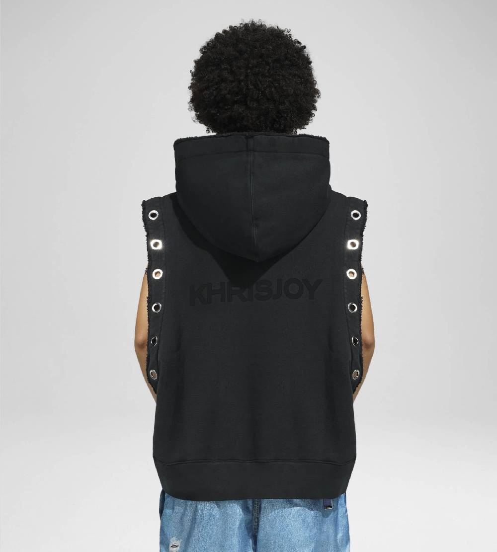Khrisjoy HOODIE VEST EYELETS BLACK Presa