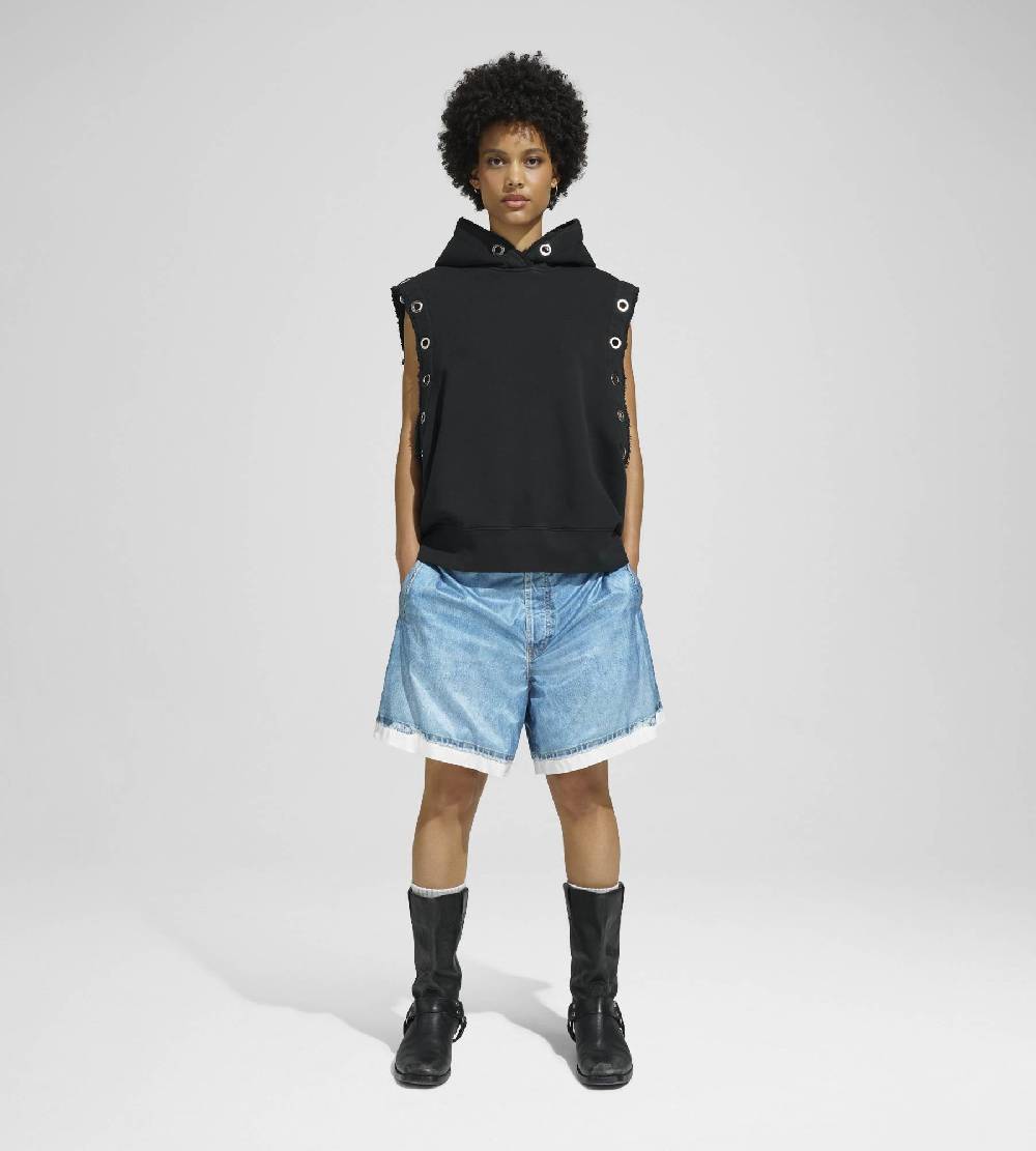 Khrisjoy HOODIE VEST EYELETS BLACK Presa