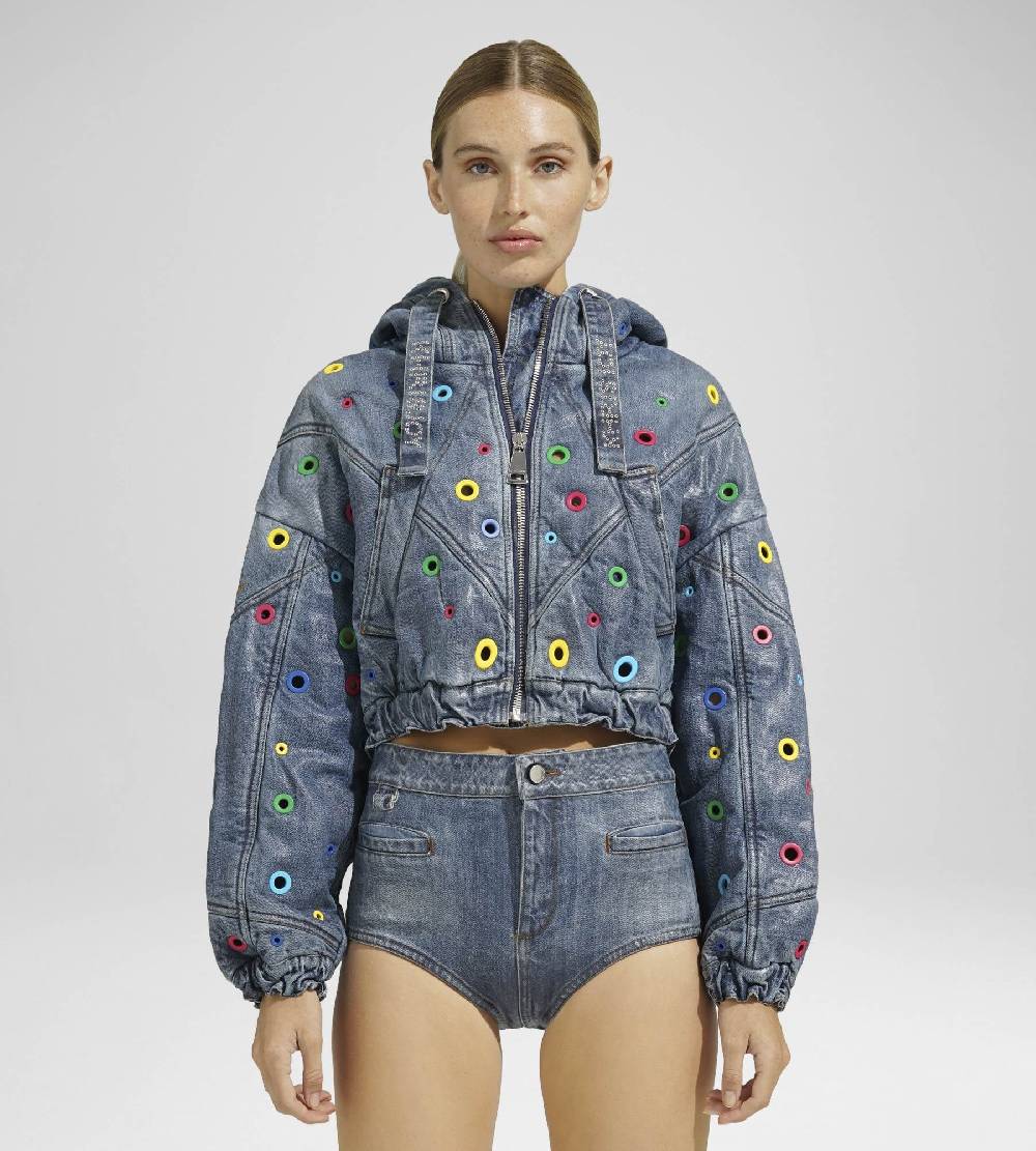 Khrisjoy KHRIS CROP DENIM EYELETS MULTICOLOR DENIM Economico