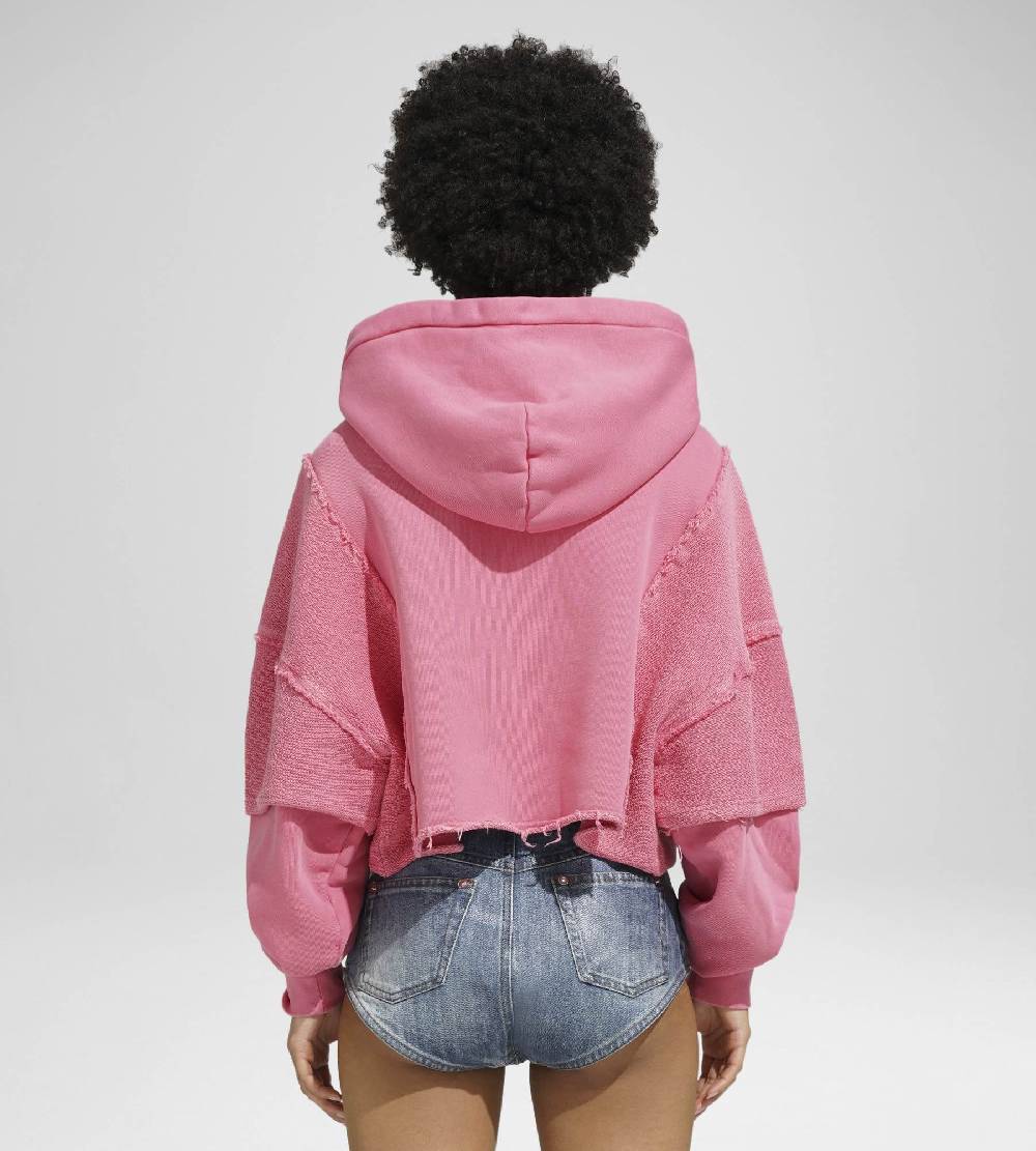 Khrisjoy HOODIE CROP DOUBLE POCKETS CANDY PINK Vendita Calda
