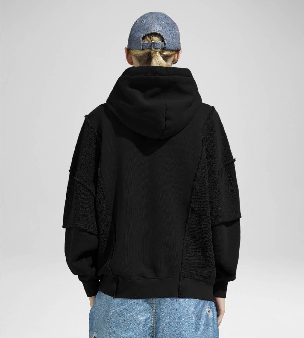 Khrisjoy HOODIE DOUBLE POCKETS BLACK Saldi Di Fabbrica