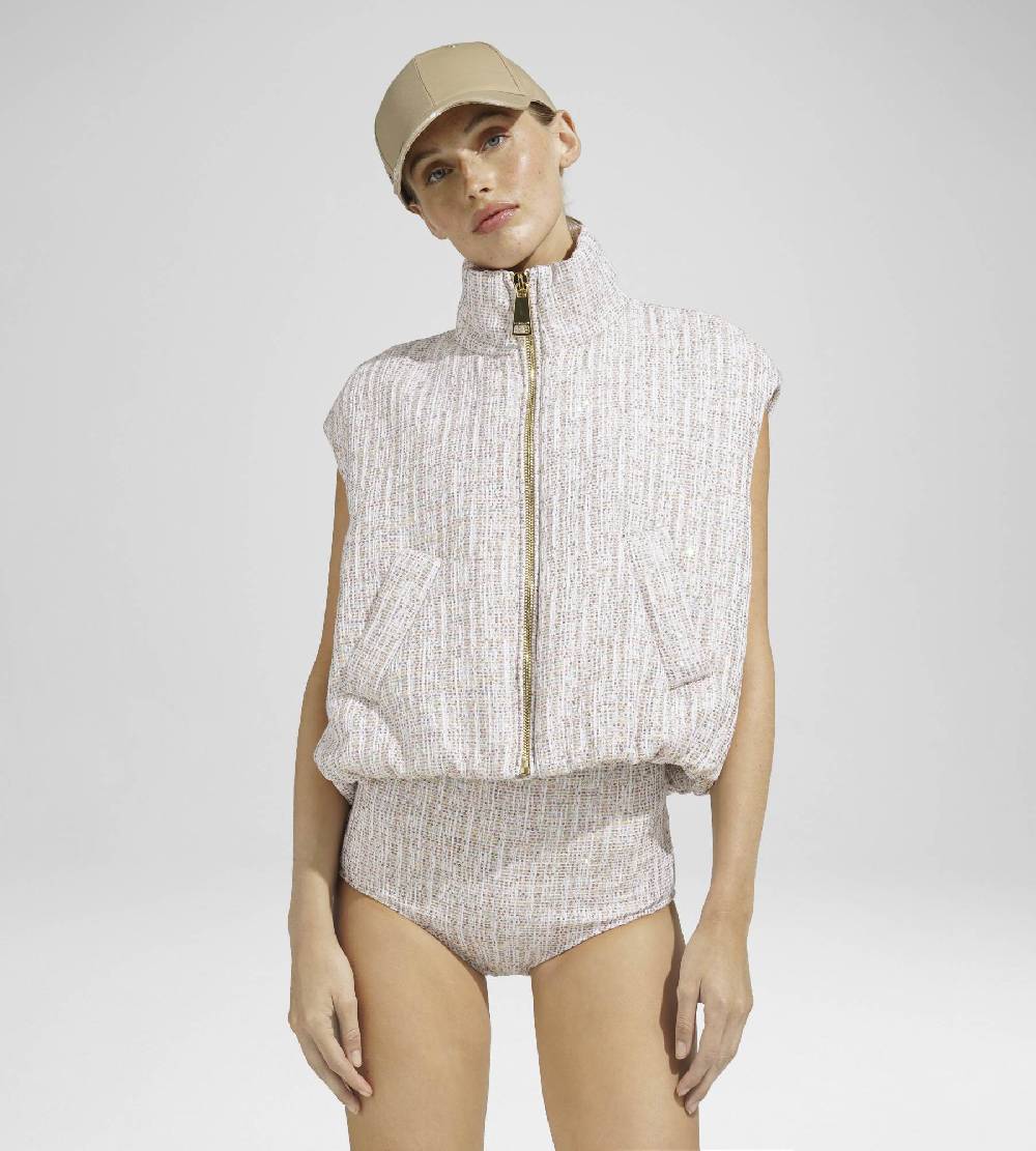 Khrisjoy JOY VEST TWEED CROPPED PAILLETTES TRAMÉ Pezzi Unici
