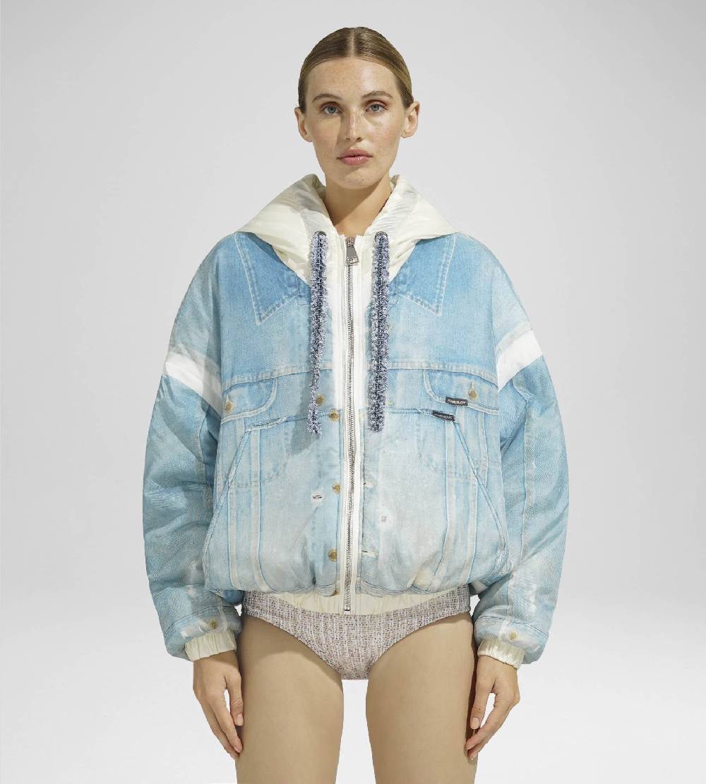 Khrisjoy PUFF HOODIE PRINT DENIM MEDIUM DENIM Qualità Garantita