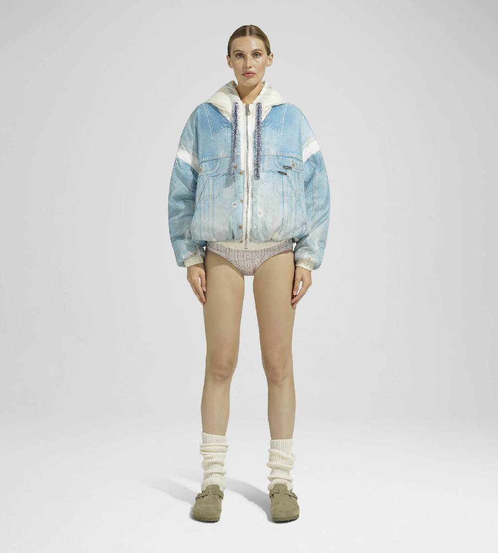 Khrisjoy PUFF HOODIE PRINT DENIM MEDIUM DENIM Qualità Garantita