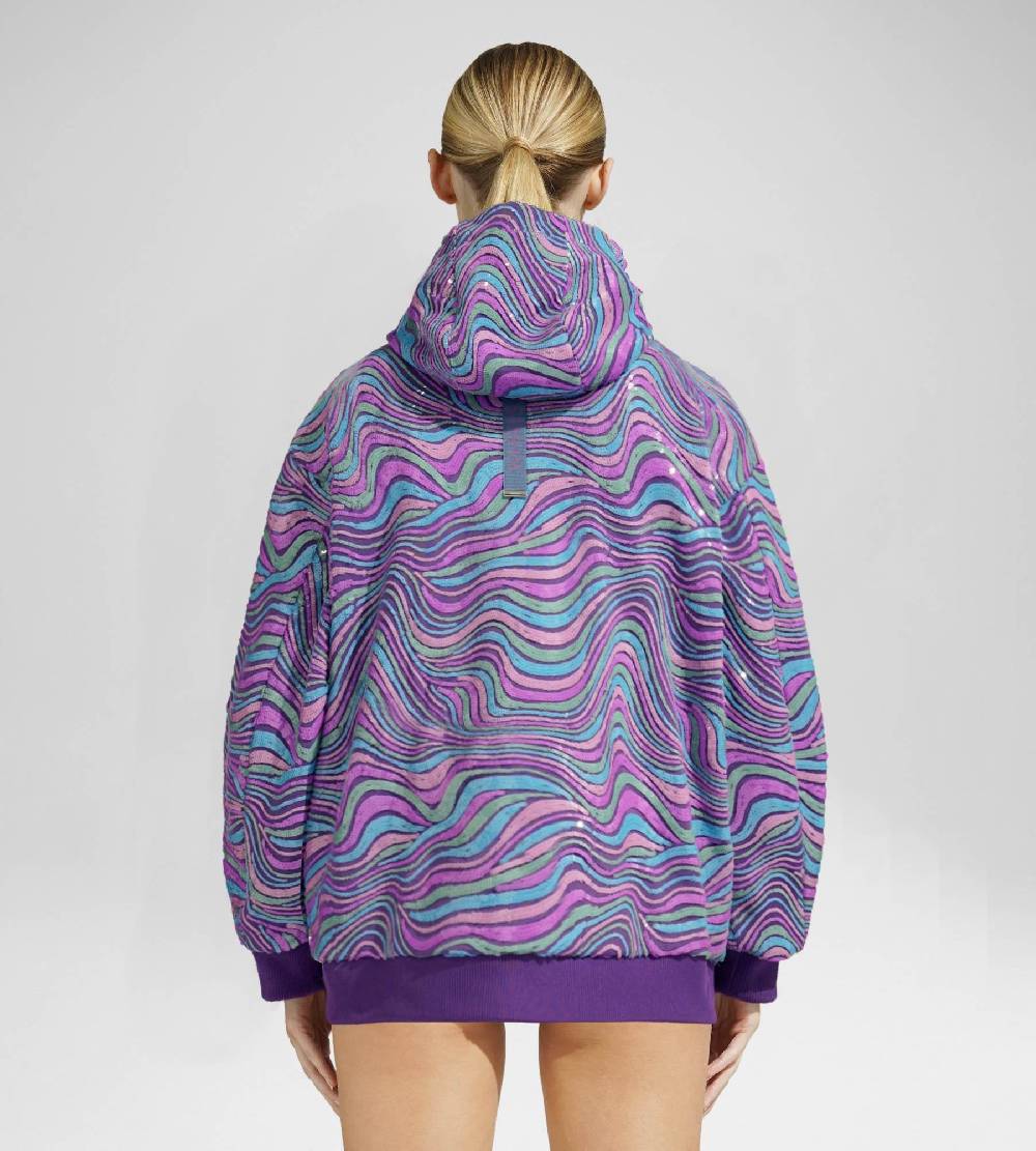 Khrisjoy WAVE PAILLETTES HOODIE MIX GRAPE Negozi Online