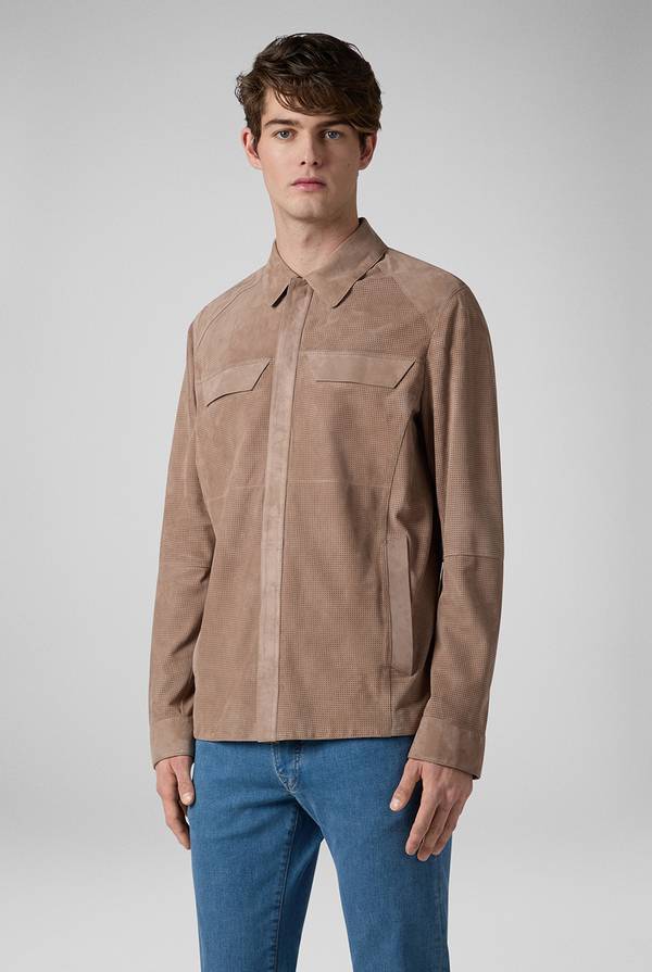 Lab. Pal Zileri Overshirt in suede e nappa micro perforata Sconto