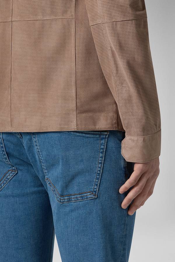 Lab. Pal Zileri Overshirt in suede e nappa micro perforata Sconto