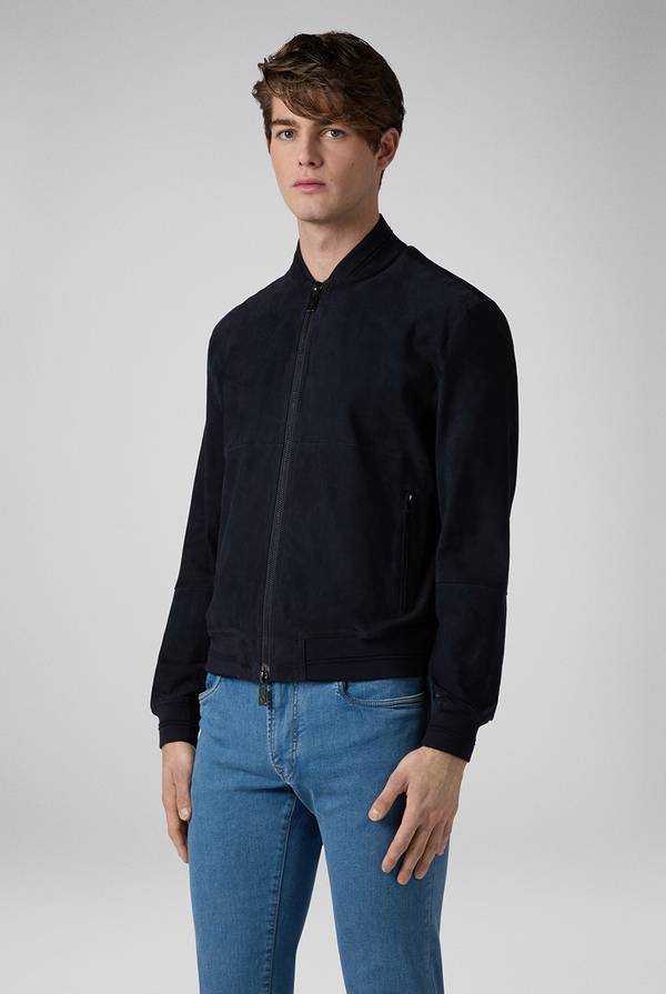 Lab. Pal Zileri Bomber in suede blu navy Rilascio limitato